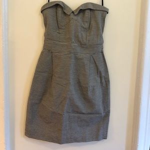 French connection Navy and white striped strapless dress